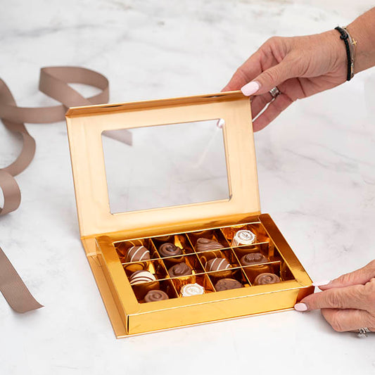 Chocolate Treat Dozen Box with Insert Gold (21*13*3Hcm)