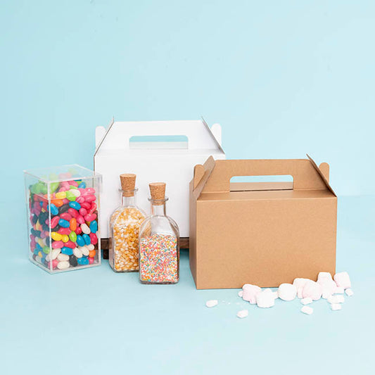 Gable Food Hamper Box Flat Pack Kraft Pack 2 (21.5x12x14Hcm)