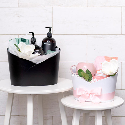 Hamper Bucket Oval Medium White (26.5x18.5x18cmH)