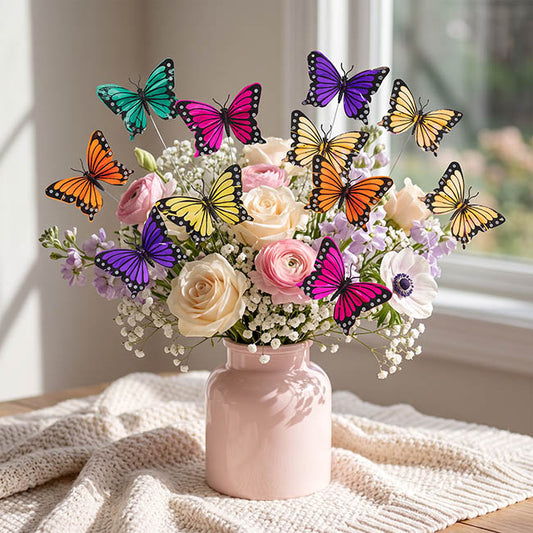 Butterfly Picks Pack 12 Assorted Colours (10cmH)