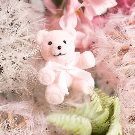 Teddy Bear w Bow Pick Pack 3 Flocked Pink (30.5cmH)