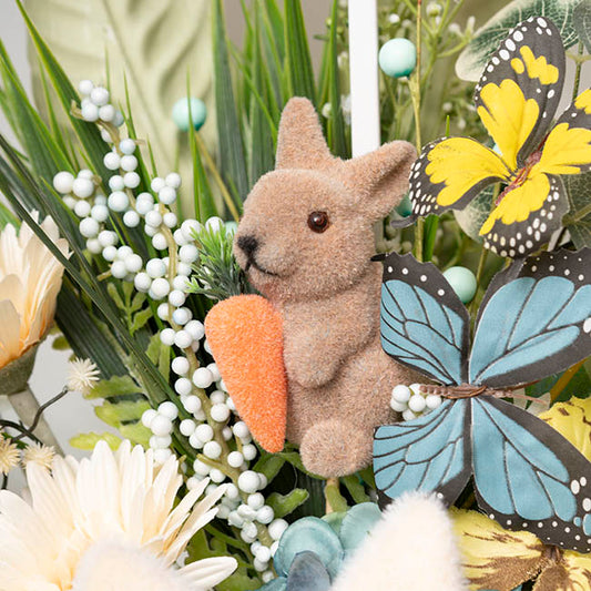 Decorative Bunny Rabbit Pick w Carrot Pack 2 Brown (25cmH)