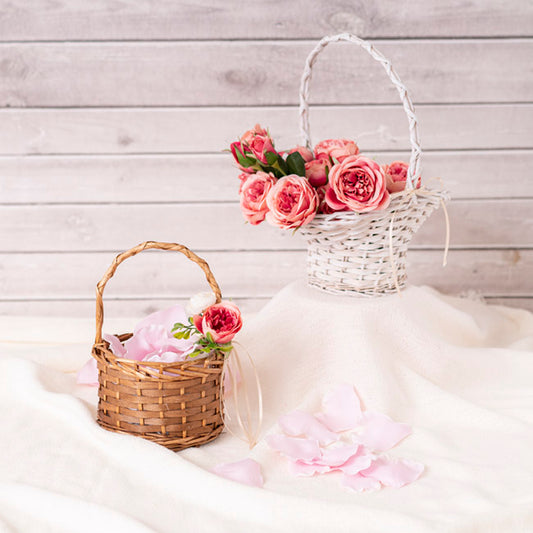 Willow Flower Girl Basket White (25x20x35cmH)