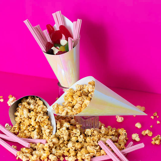 Paper Snack & Confetti Cone Pack 10 Iridescent (9cmDx24cmH)