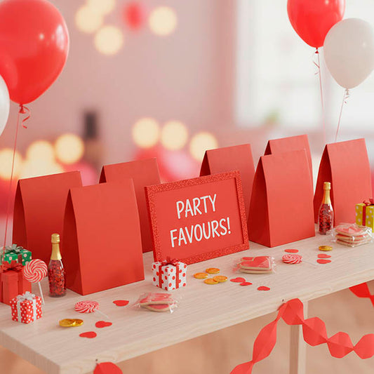 Paper Party Bags Pack 10 Red (18x13x8cm)