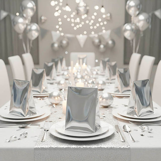 Paper Party Bags Pack 10 Metallic Silver (18x13x8cm)