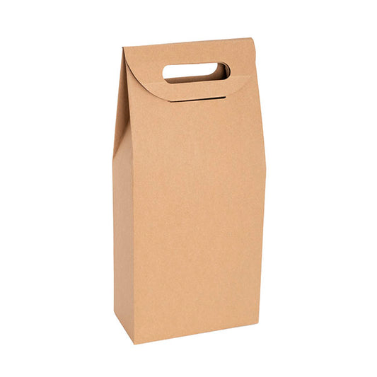 Wine Box with Handle Double Bottle Kraft (17.6x9x39.5cmH)