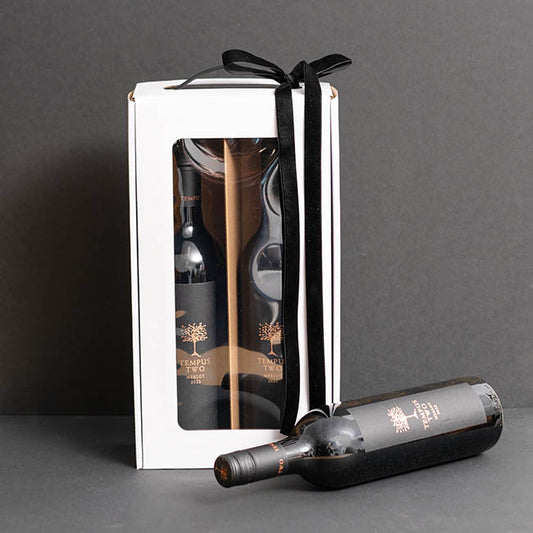 Wine Window Carry Box 2 Bottles White Pack 2 (17x9x34cmH)