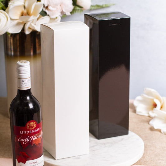 Wine Box Flat Pack Gloss Paper White (9x9x32.5cmH)