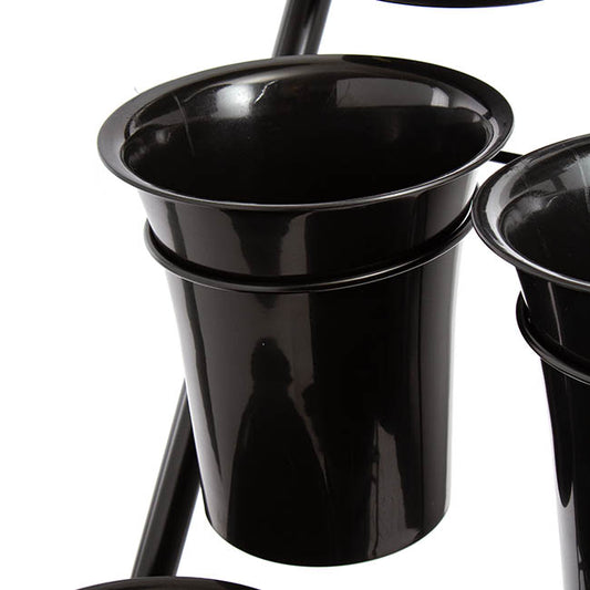Flower Display Stand 8 Plastic Buckets Black (41X70x135cmH)