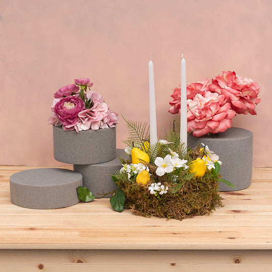 Dry Strass Floral Foam IDEAL Cake Cylinder (17Dx7.5cmH)