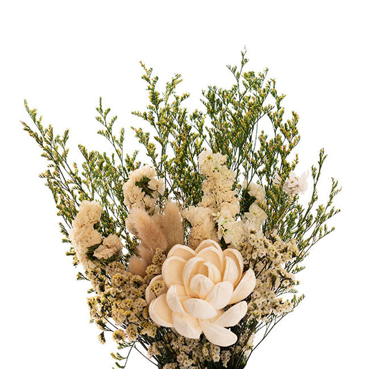 Preserved Dried Mixed Flower Arrangement Cream White (55cmH)
