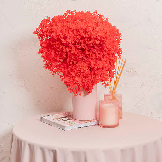 Preserved Dried Anna Hydrangea Stem Large Red (68cmH)