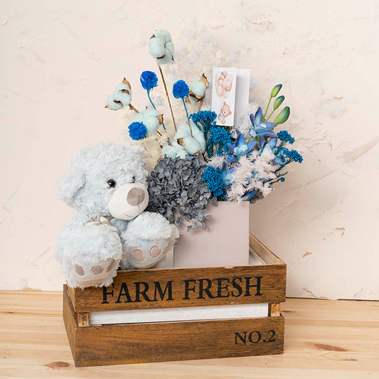 Preserved Dried Ming Fern Bunch 90g Soft Cream Pale Blue