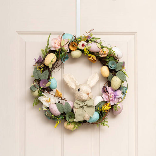 Bunny Easter Egg Fern Wreath Multi Colour (42cmD)