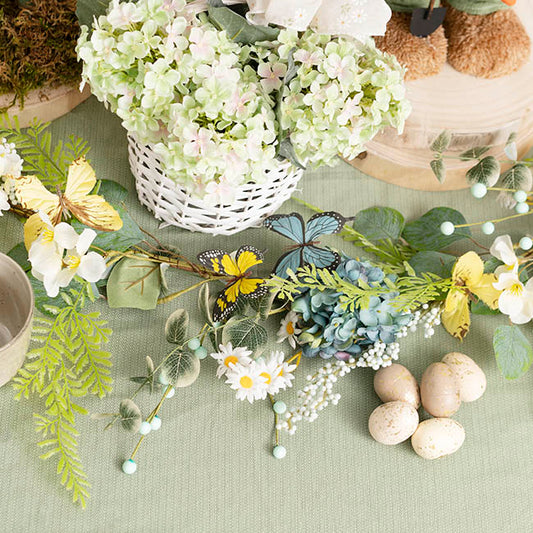 Butterfly Hydrangea Fern Garland Blue & Yellow (153cmL)