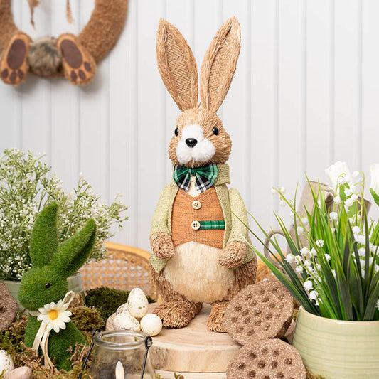 Standing Country Male Bunny in Tuxedo Brown (39cmH)