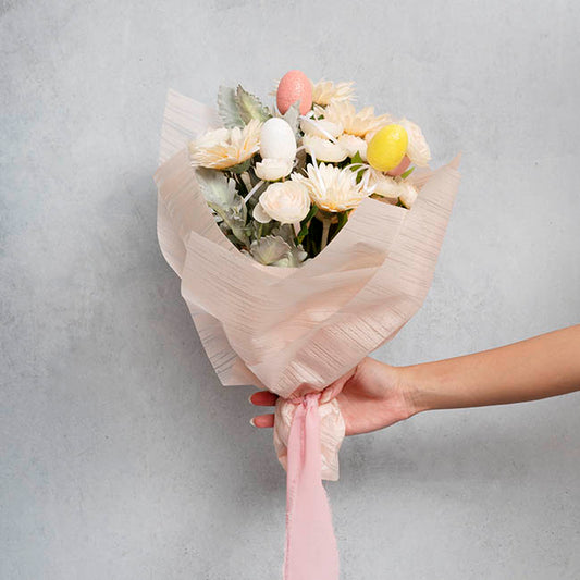 Easter Egg Picks Set 6 White Yellow Coral (5cmDx25cmH)