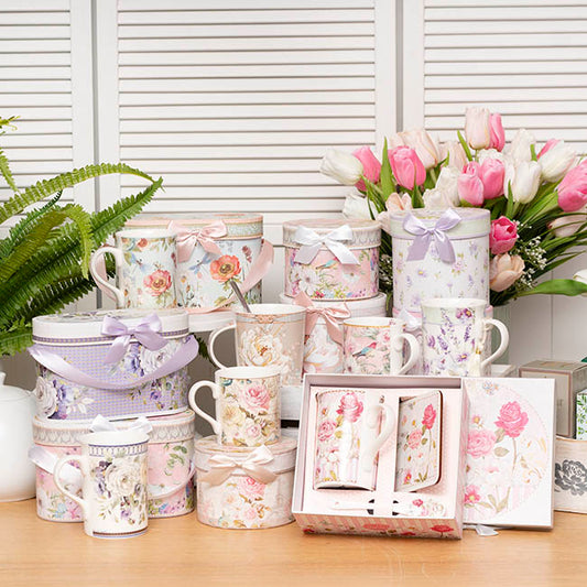 Garden Rose 2 Piece Mug Gift Set Soft Purple (18.6x9x11.3cm)