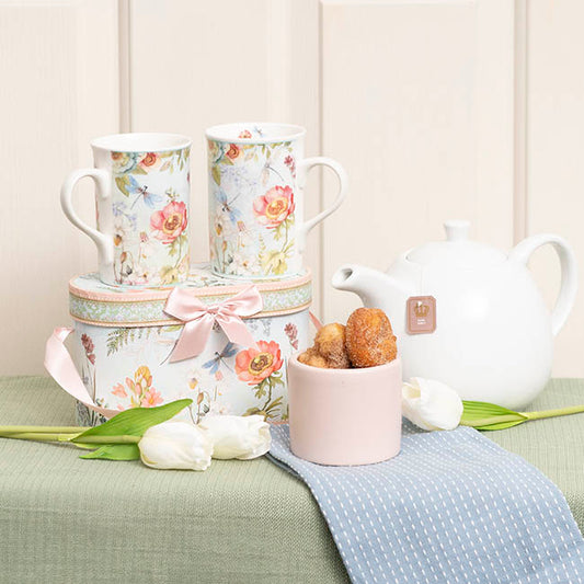 Floral Dragonfly 2 Piece Mug Gift Set Blue (18.6x9x11.3cm)