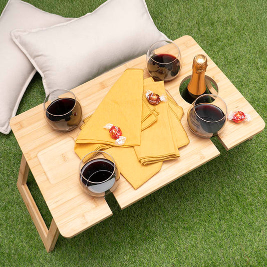 Folding Outdoor Portable Wooden Wine Table (55x35x23cmH)