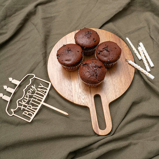 Round Acacia Wood Paddle Serving Board Brown (20x26x1.5cmH)