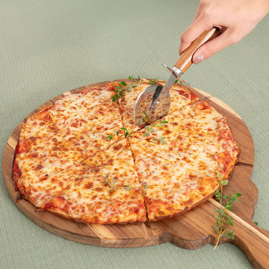 Acacia Wood Pizza Board w Cutter Brown (46x33x3.5cmH)