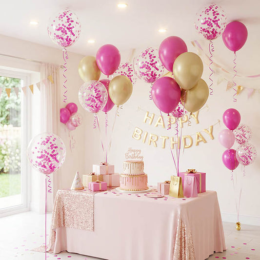 Confetti Balloons Pack 6 Hot Pink (45cm)