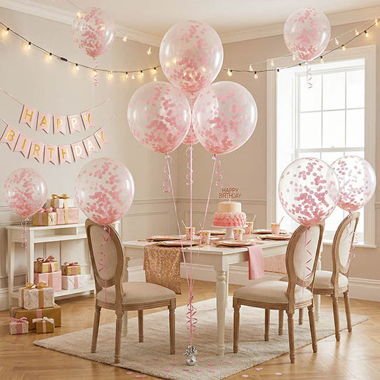 Confetti Balloons Pack 6 Rose Pink (45cm)