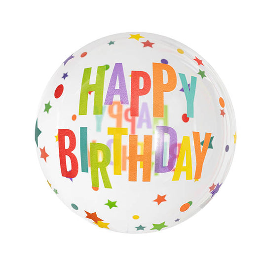 Printed Bubble Balloon 18" Happy Birthday Stars (46cmD)