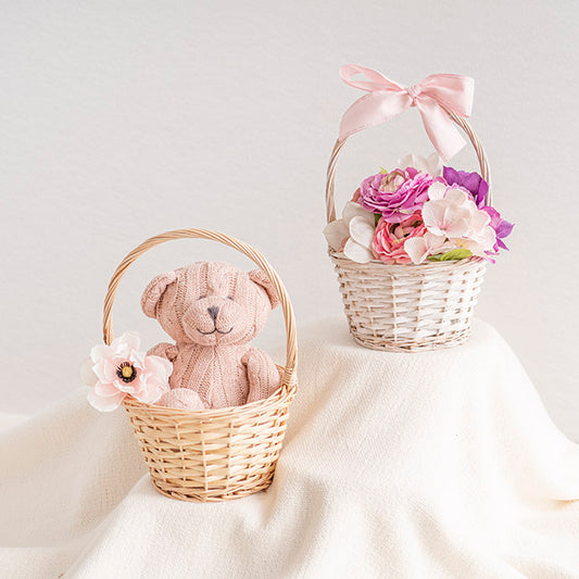 Flower Girl Basket Oval Willow White (19x23x27cmH)