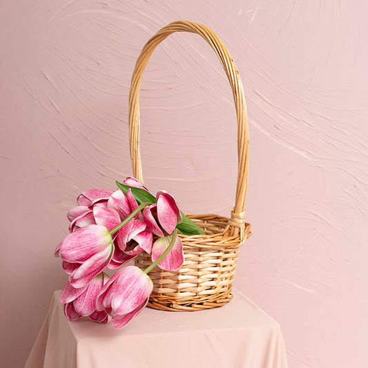 Flower Girl Basket Oval Willow Natural (19x23x27cmH)