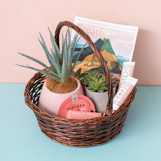 Willow Basket with Handle Round Copper (35cmDx13cmH)