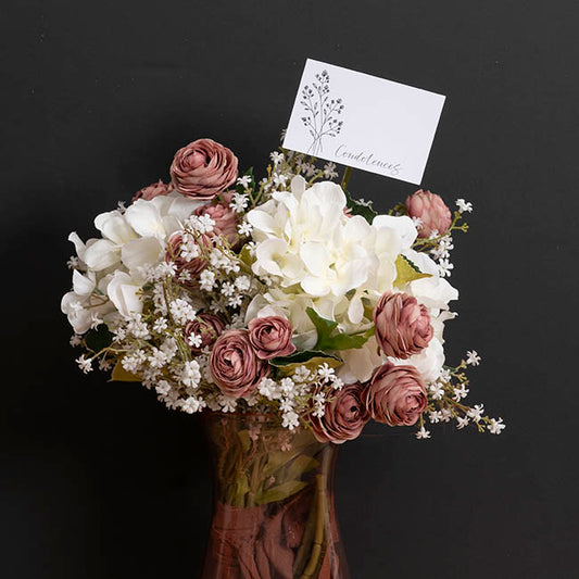 Cards White Condolences Flower Spray (10x6.5cmH) Pack 50