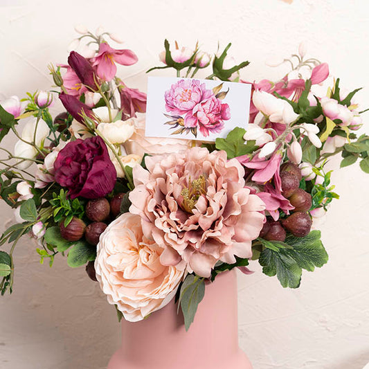 Cards White Cabbage Roses Pink (10x6.5cmH) Pack 50