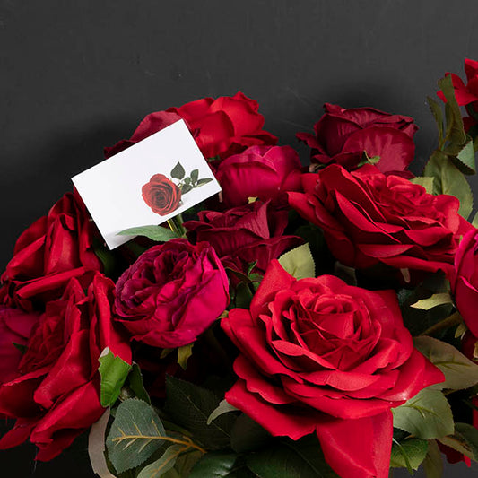 Cards White Red Rose Full Bloom (10x6.5cmH) Pack 50