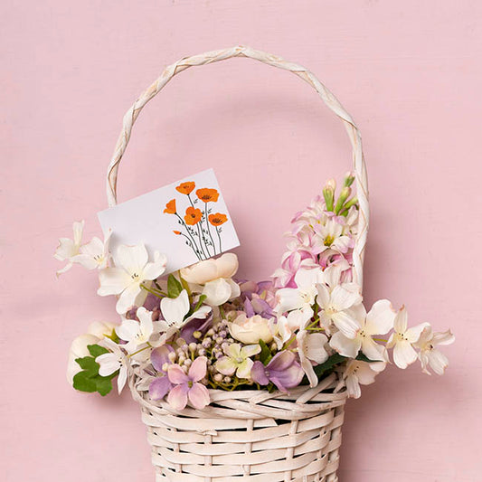 Cards White Tall Poppies Orange (10x6.5cmH) Pack 50