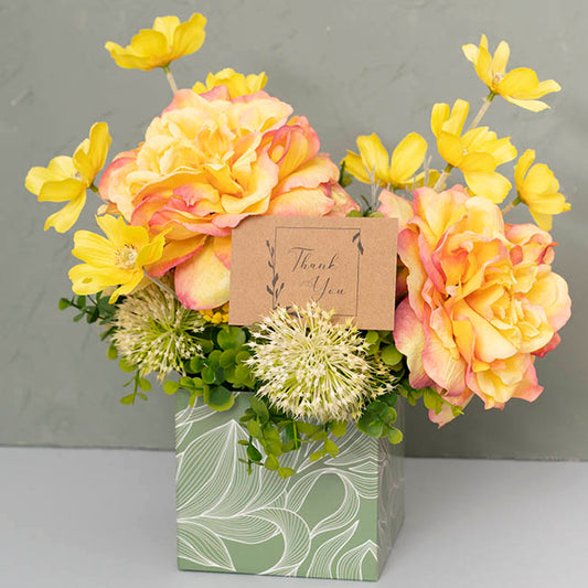 Cards Brown Kraft Thank You Leaf Border (10x6.5cmH) Pack 50