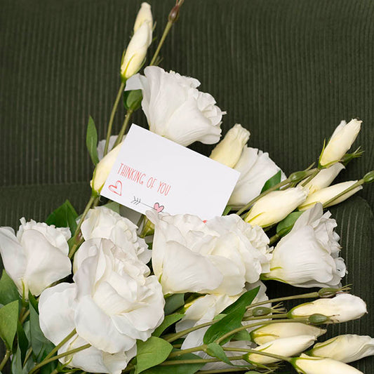 Cards White Thinking of You Heart Arrow (10x6.5cmH) Pack 50