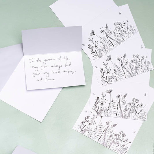 Gallery Gift Card & Envelope Drawn Flowers Pk25 (10x6.5cmH)