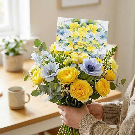 Gallery Gift Card Envelope BlueYellow Blooms Pk25(10x6.5cmH)