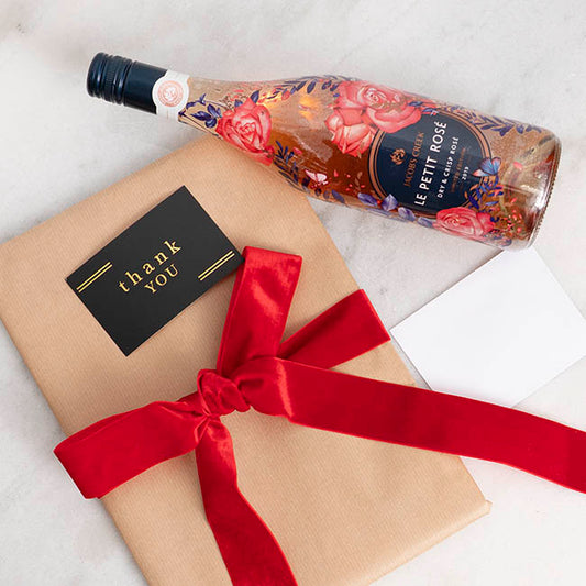 Gold Foil Black Card & Envelope Thank You Pk25 (10x6.5Hcm)