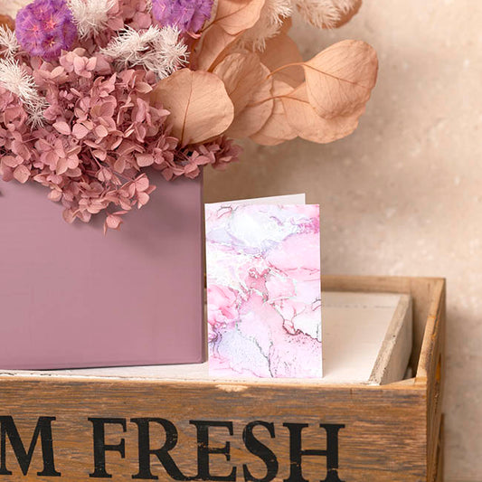 Classic Gift Card & Envelope Pink Marble Pk25 (6.5x10cmH)