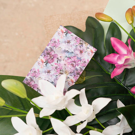Artisan Gift Card & Envelope Flower Print Pk25 (10x6.5cmH)