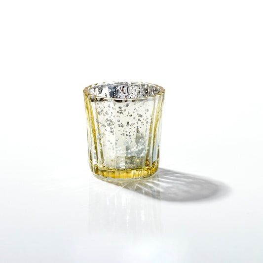 Glass Votive Candle Holder Stripe Mercury Gold (5.5Dx6.8cmH)