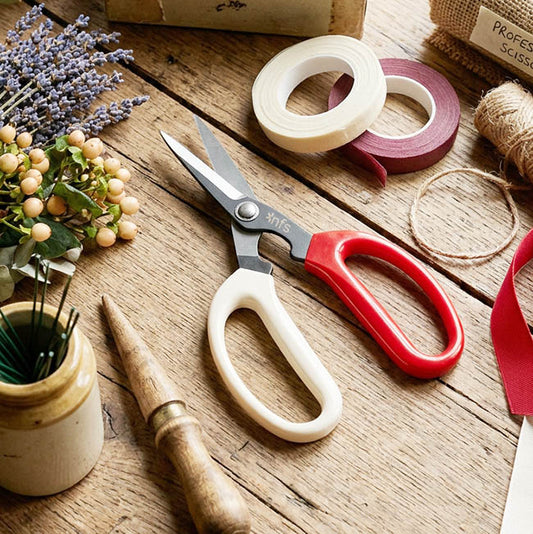 Professional Scissors Florist and CRAFT Red & Cream(20cm-8")