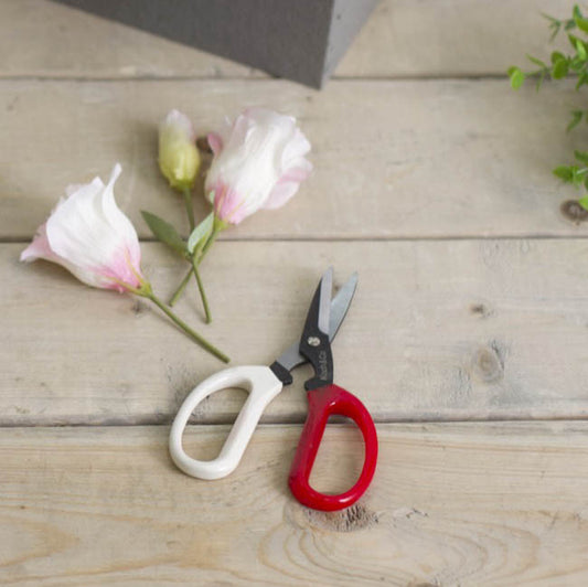 Scissors Florist and CRAFT Red & Cream (20cm - 8")