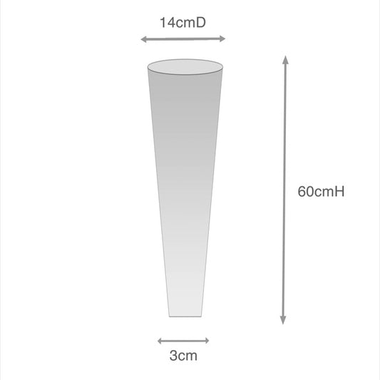 Clear Cello Sleeve V Shape OPP 48mic (14cmDx60cmH) Pack 50
