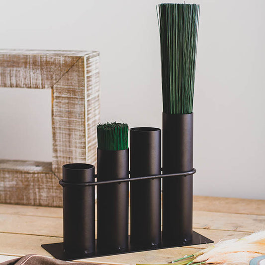 Florist Wire Holder Organizer 4 Tubes Black (32X11X25.5cmH)
