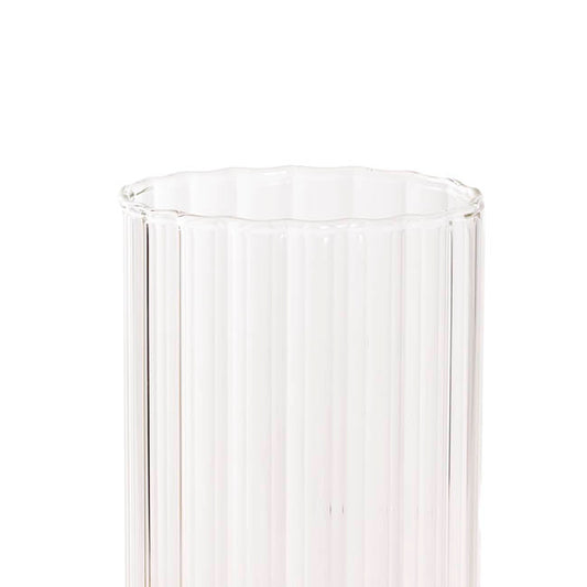 Glass Cylinder Floral Event Vase Ribbed Clear (10Dx20cmH)